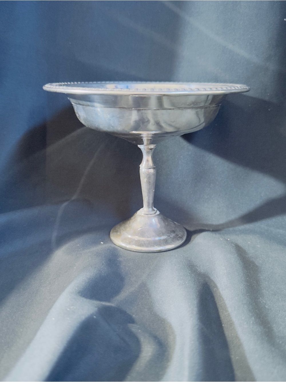 F.B. Rogers Silver Plated Pedestal Compote Candy Fruit Dish Rope Trim Ridge
